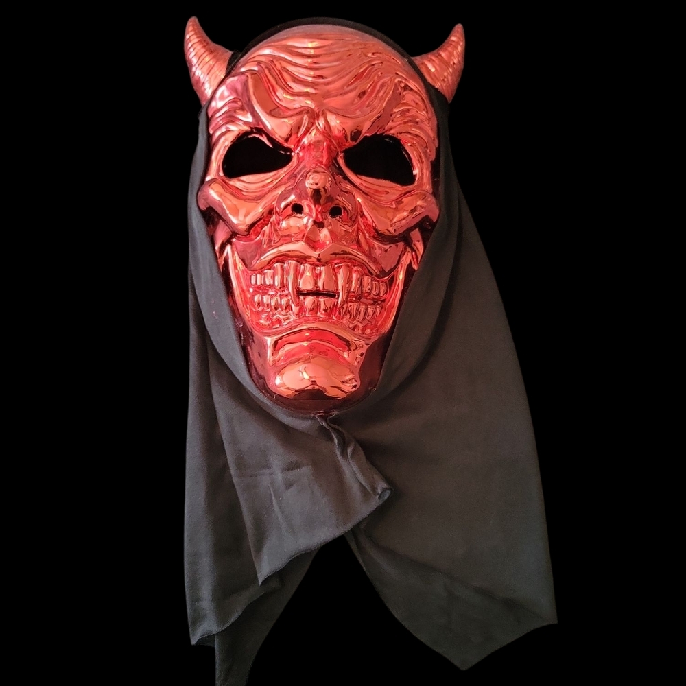 Red Devil Mask with Black Hood